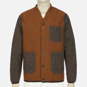 Universal Works Wool Fleece Contrast Cardigan, size Medium